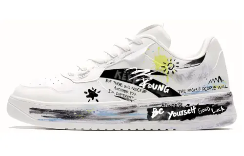 Anta Life Collection Slip Resistant Cushioning Low top Skateboard Shoes Men's Black White