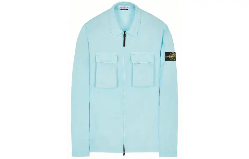 STONE ISLAND Jackets Men's Aqua Blue Lapel Moderate Other