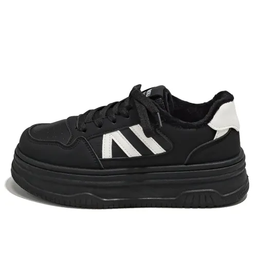 Global HUANQIU fashion trend, velvet and cotton, warm, non-slip, wear-resistant and lightweight, low-cut sneakers, women's style, all black