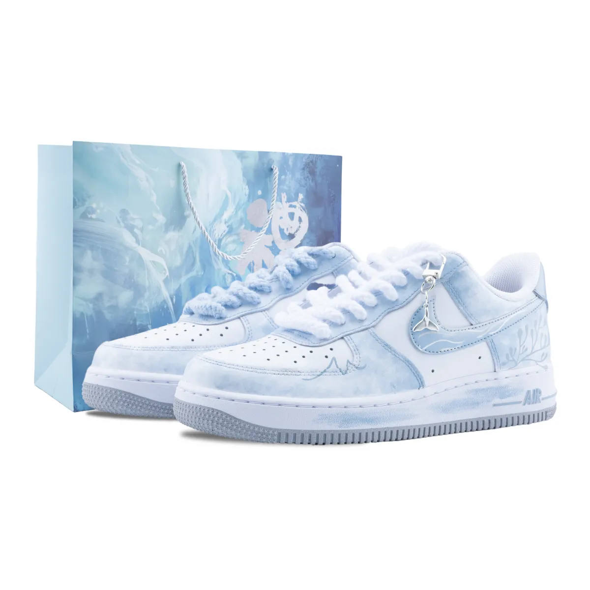 Nike Air Force 1 Fairy Spirit Slip Resistant Abrasion Resistant Low top Skateboard Shoes Men's Sky Blue