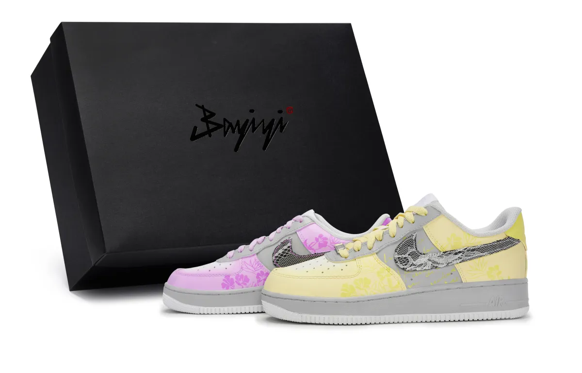 Nike Air Force 1 811 Manufacturing, Blue Wind Golden Words Yellow Pink, Special Shoe Box