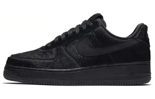 Nike Air Force 1 'Pony Hair' Horsehair Coverage Abrasion Resistant Low top Skateboard Shoes Women's Black