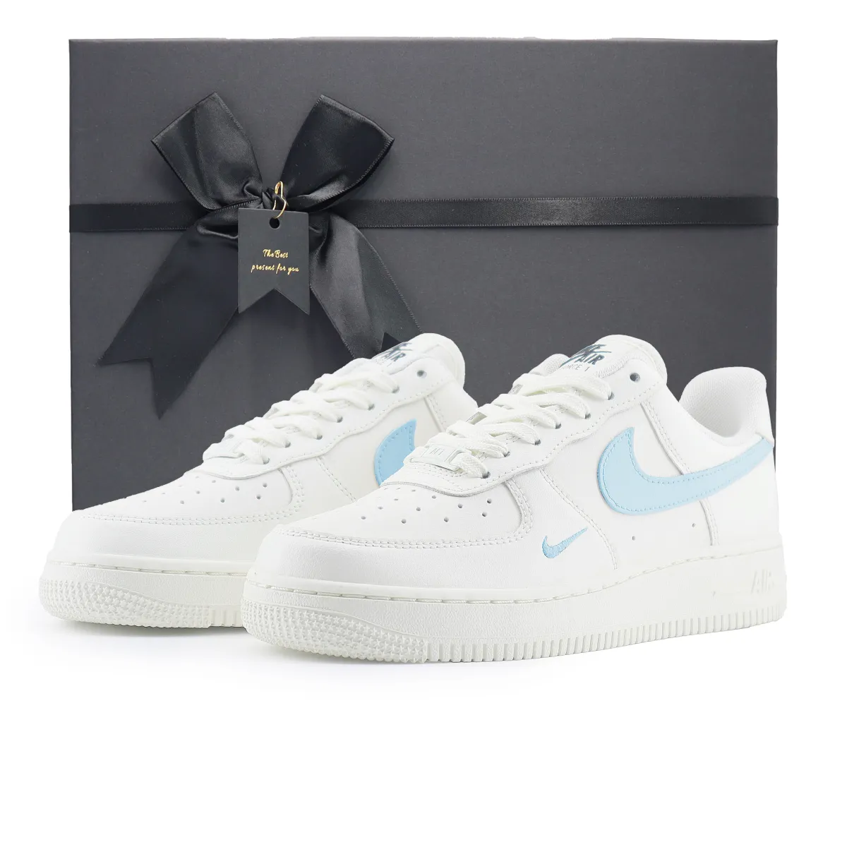 Nike Air Force 1 Leather Low-top Skateboard Shoes Women's White Blue