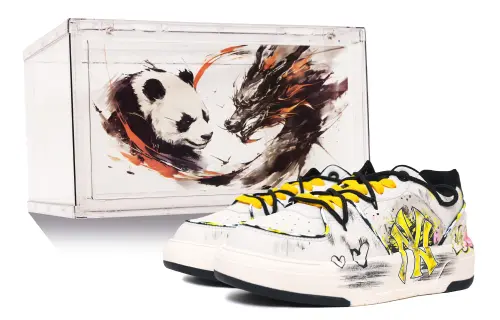MLB Chunky Liner Slip Resistant, Abrasion Resistant, Height Increasing Low top Skateboard Shoes Unisex White
