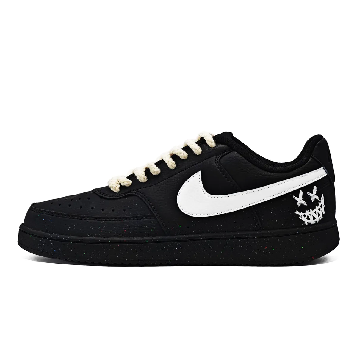 Nike Court Vision Low Lightweight Breathable Low top Skateboard Shoes Unisex Black White