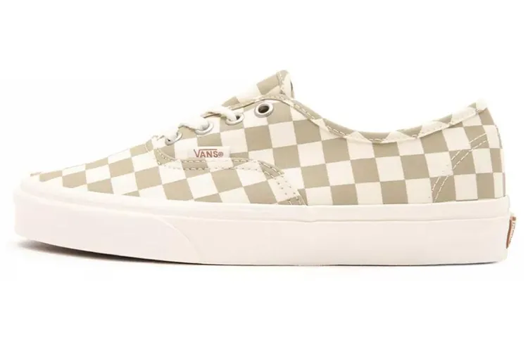 Vans Authentic Wear Resistant Non Slip Low Top Casual Skate Shoes White Brown Grid 'White Brown'