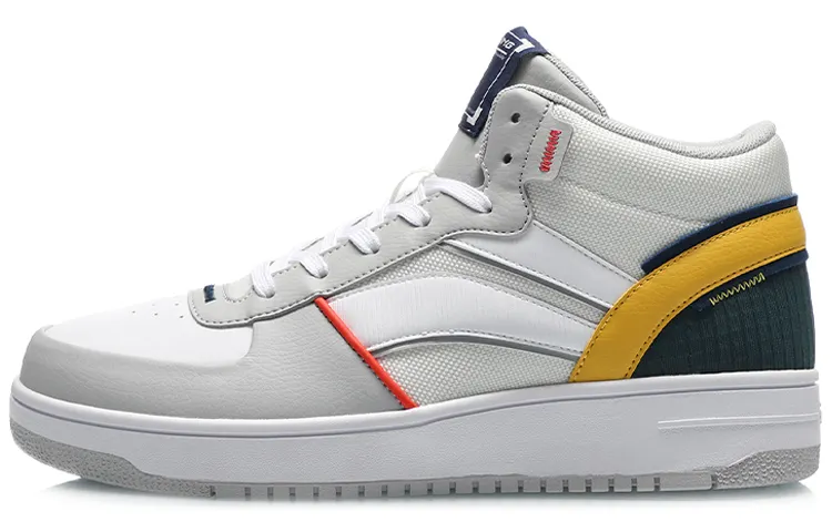 Li Ning Cushioning Mid top Skateboard Shoes Men's White Gray