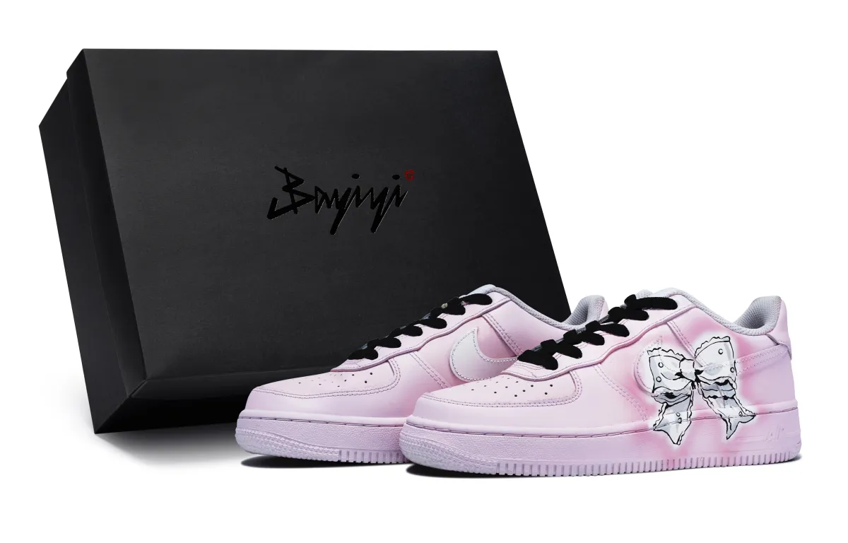 Nike Air Force 1 LOW 811 Manufacturing, Girlish Lace Pink, Special Shoe Box Bowknot Slip Resistant Impact Resistance