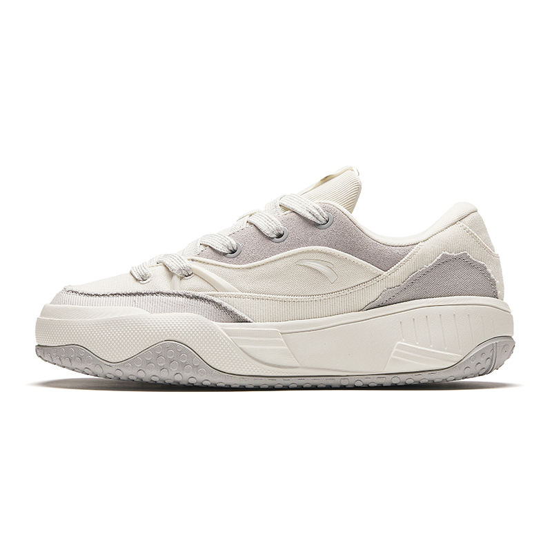 Anta Cookie Shoes Cushioning, Wear Resistant Low top Skateboard Shoes Men's White Gray