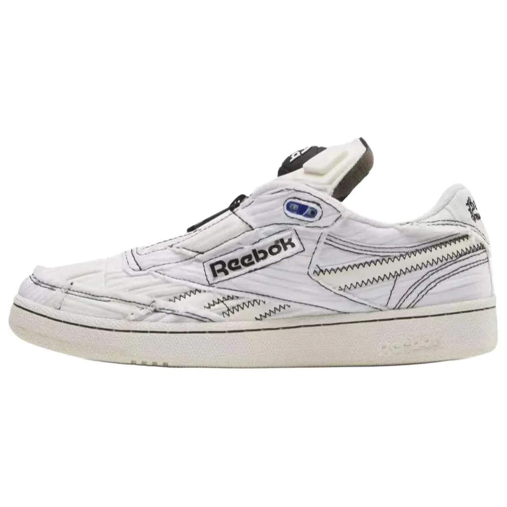 Reebok x Market 85 PUMP Comfortable Round Toe Low top Skateboard Shoes Unisex White