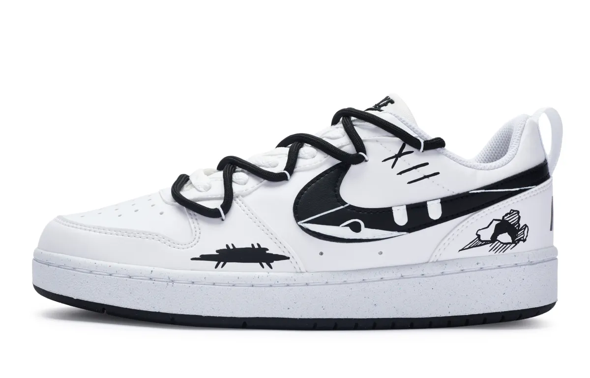 Nike Court Borough 811 Manufacturing, Stealth Observation Low top Skateboard Shoes GS White Black
