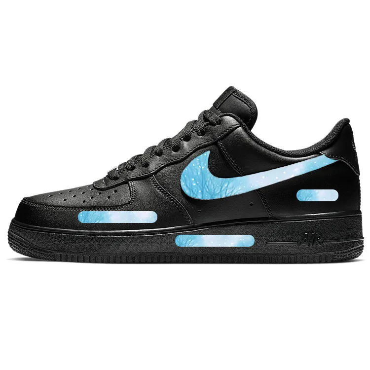 Nike Air Force 1 Snow Scene Slip Resistant Abrasion Resistant Low top Skateboard Shoes Unisex Black