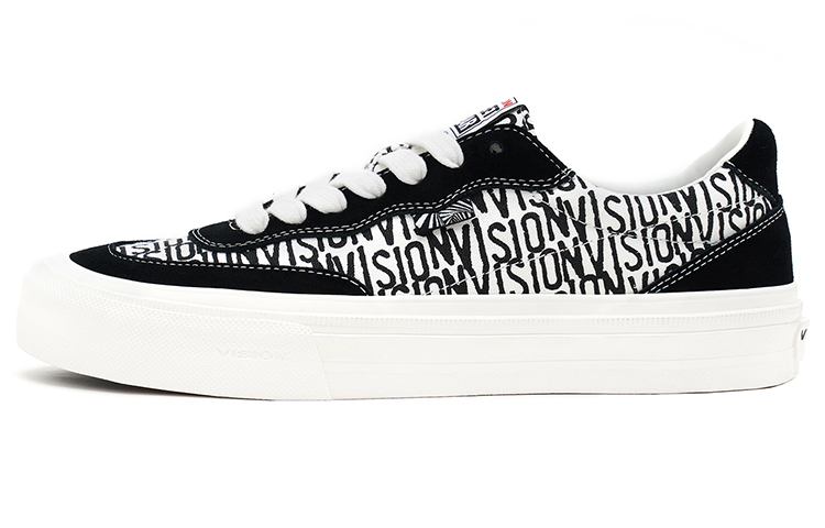 Vision Street Wear Flat Top Low top Skateboard Shoes Unisex Black White All Over Print
