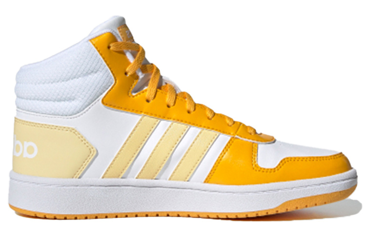 Женские кроссовки adidas neo Hoops 2.0 Mid (белый / желтый) — Белый / жёлтый — фото 2