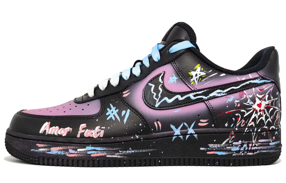 Nike Air Force 1 Low top Skateboard Shoes Unisex Black Purple