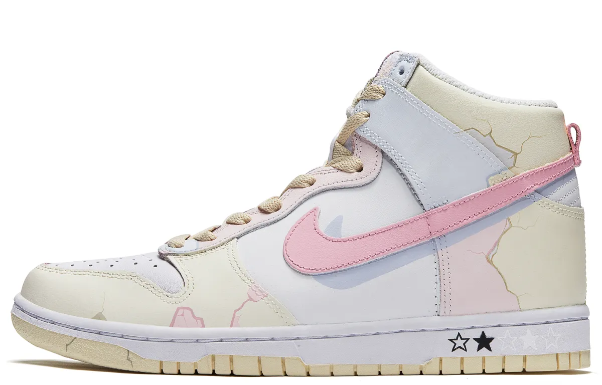 Nike Dunk Skate Shoes Women's High-top Beige Yellow/Blue/Pink