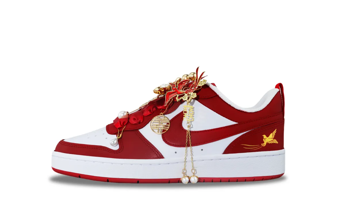 Nike Court Borough 2 Slip Resistant Abrasion Resistant Low top Skateboard Shoes Women's Red
