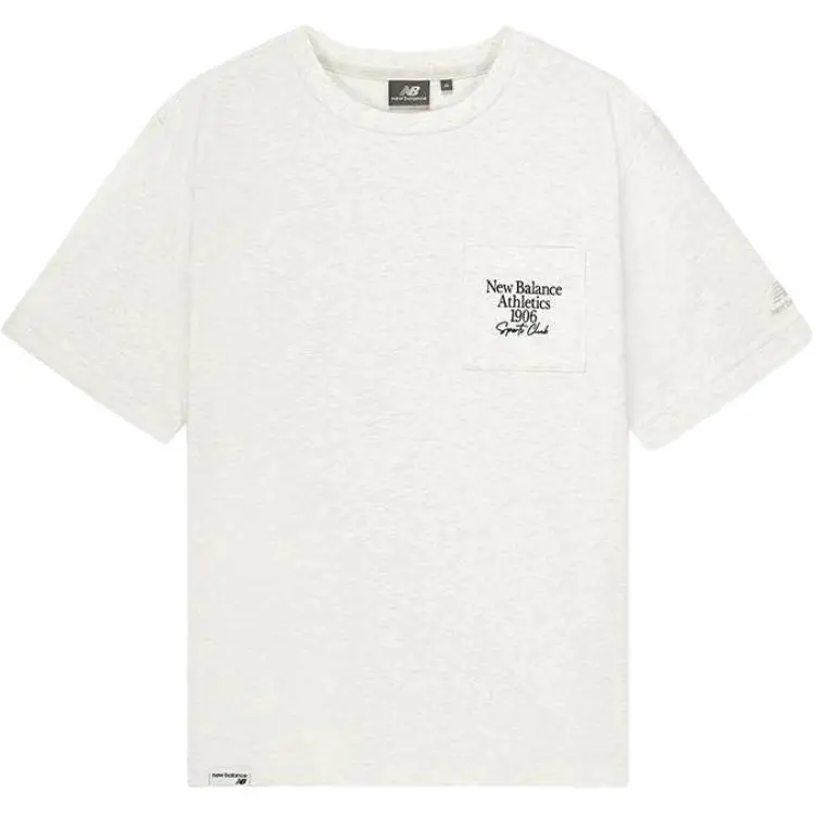 New Balance T-Shirts Men's Gray Crew Neck Moderate Straight Fit