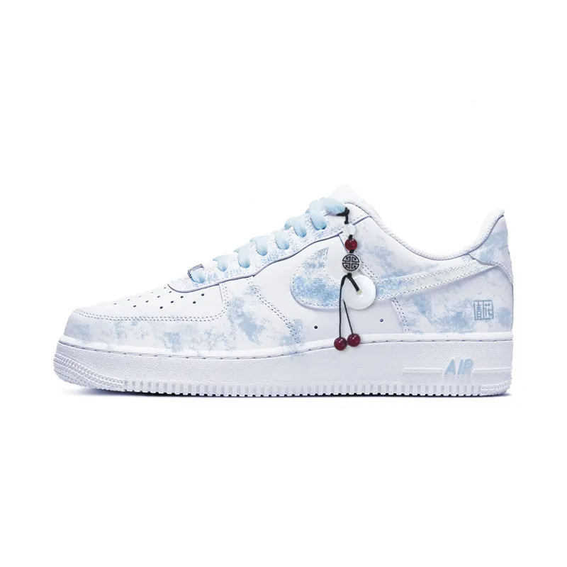 Nike Air Force 1 Slip Resistant Abrasion Resistant Low top Skateboard Shoes Unisex Blue White