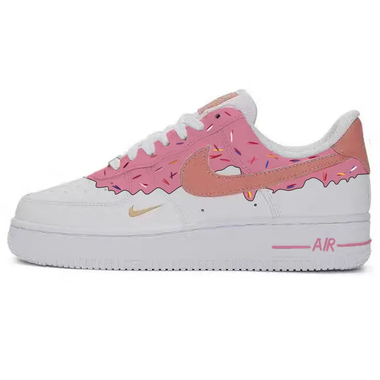 Nike Air Force 1 Fluid Ice Cream Slip Resistant Abrasion Resistant Low top Skateboard Shoes Women's White Pink