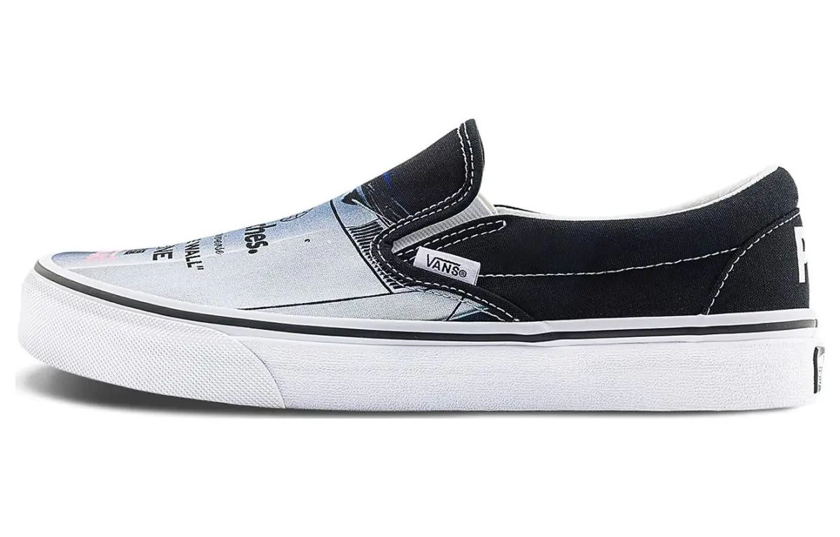 Vans x PEACHES Classic Slip on Slip on Lightweight Low top Skateboard Shoes Unisex Black Gray Blue