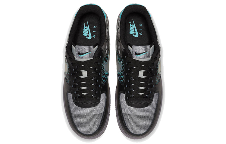 Мужские кроссовки Nike Air Force 1 (черно-синие) — Чёрный / синий — фото 3