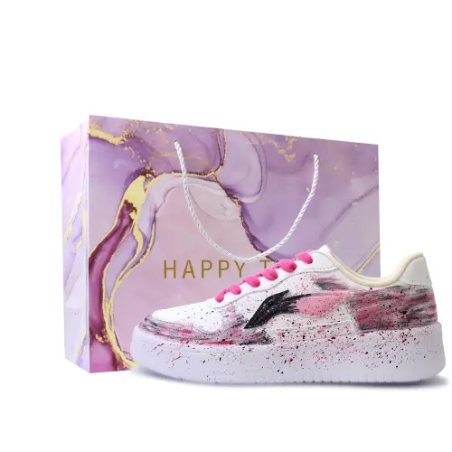 Li Ning Floating Boat Abrasion Resistant, Lightweight, And Breathable Low top Skateboard Shoes Unisex Pink White Black