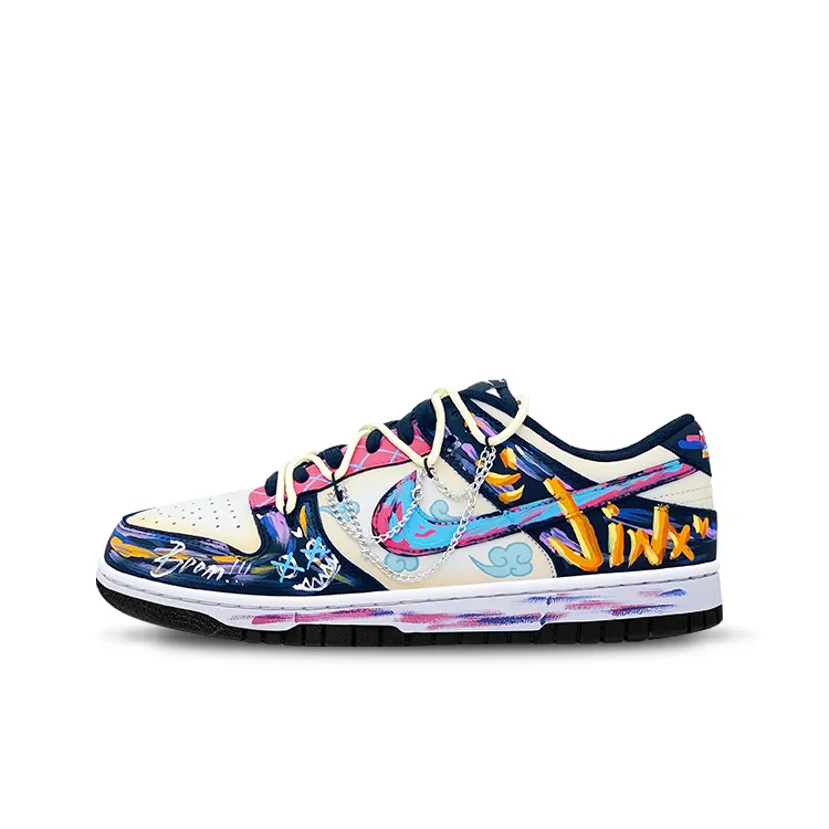 Nike Dunk Slip Resistant Abrasion Resistant Low top Skateboard Shoes Unisex Black Yellow Blue