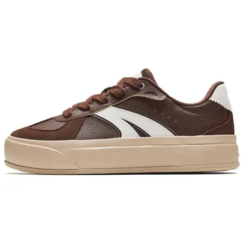 Anta Slip Resistant Cushioning Abrasion Resistant Low top Skateboard Shoes Women's Date Brown Ivory White