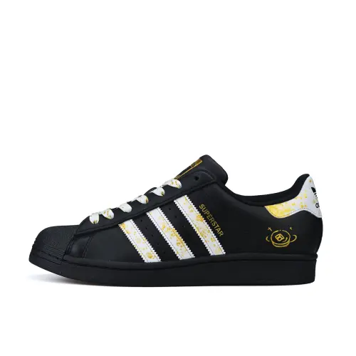 Adidas Originals SUPERSTAR Slip Resistant Abrasion Resistant Low top Skateboard Shoes Unisex Black Gold