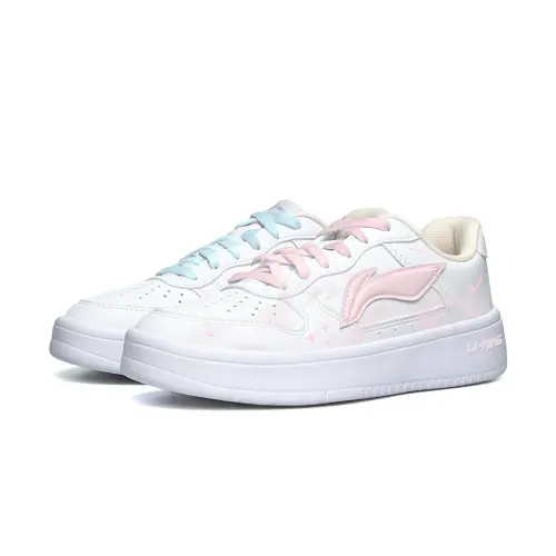 Li Ning Floating Boat Slip Resistant Lightweight Low top Skateboard Shoes Unisex Pink Blue Mismatched