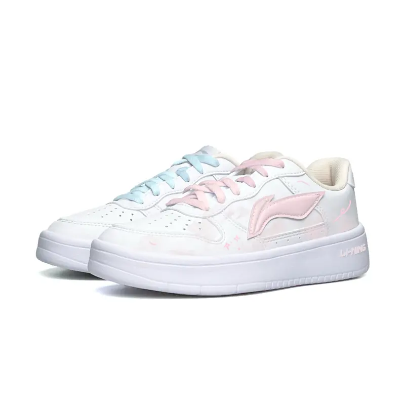 Li Ning Floating Boat Slip Resistant Lightweight Low top Skateboard Shoes Unisex Pink Blue Mismatched