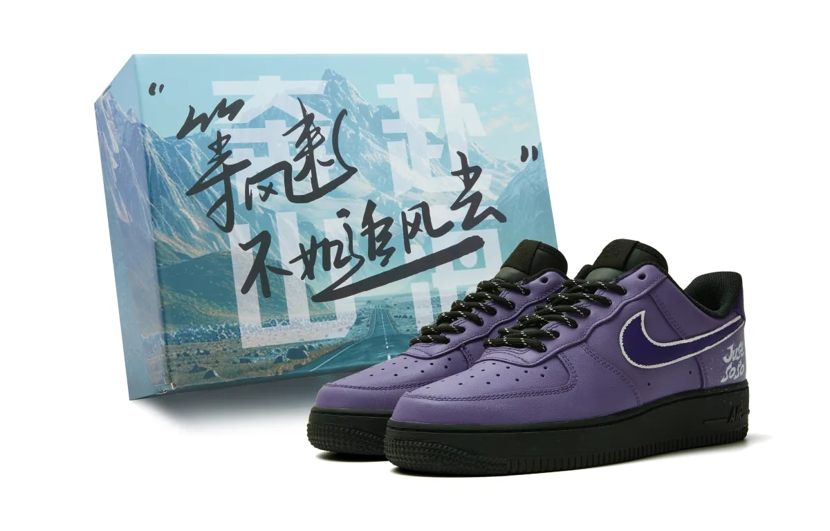 Nike Air Force 1 Slip Resistant Abrasion Resistant Low top Skateboard Shoes Unisex Black Purple