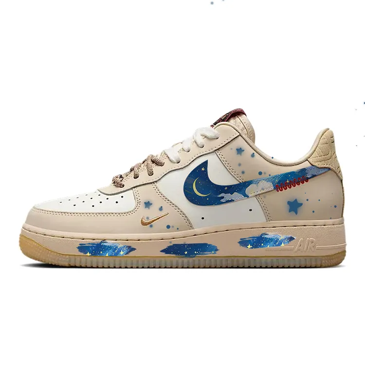 Nike Air Force 1 Slip Resistant, Abrasion Resistant, Lightweight Low top Skateboard Shoes Women's Brown Blue