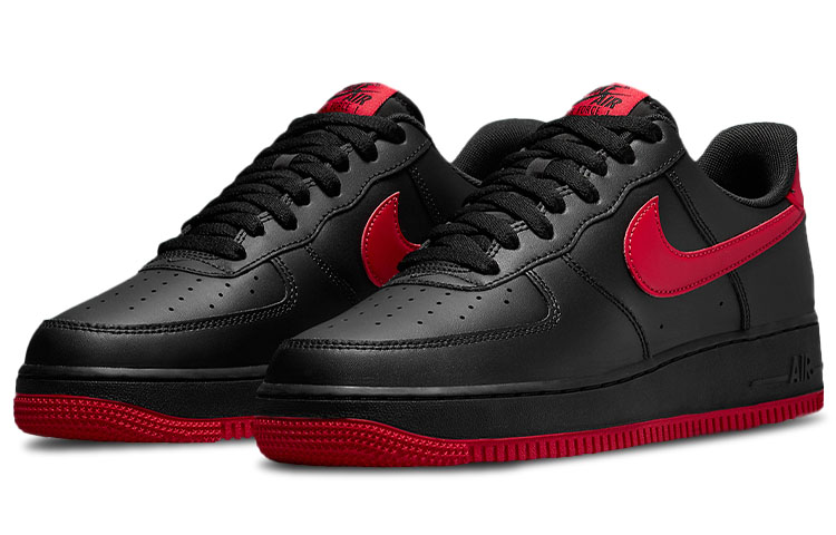 Мужские кроссовки Nike Air Force 1 (черно-красные) — фото 3