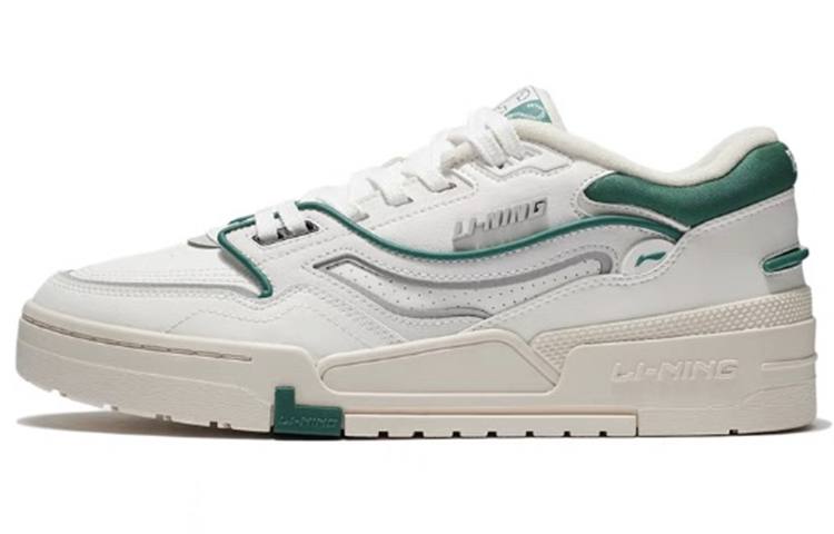 LiNing Li Ning 001 BTC BTC synthetic leather two-layer suede, comfortable, classic and casual, non-slip, shock-absorbing and wear-resistant, low-top sneakers, men's white and green