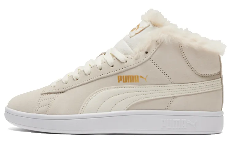 PUMA Smash V2 Mid Top Sneakers Beige/White Women's