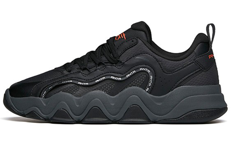 Anta Young Generation Comfortable Slip Resistant Slip Resistant Low top Running Shoes Men's Black Gray Orange