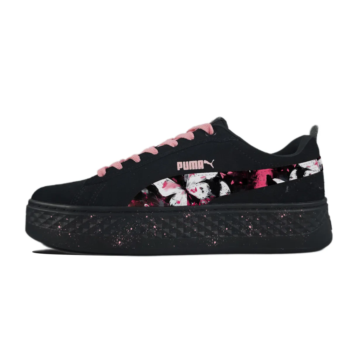 PUMA Smash Platform Dream Butterfly Abrasion Resistant Breathable Low top Skateboard Shoes Women's Black Pink