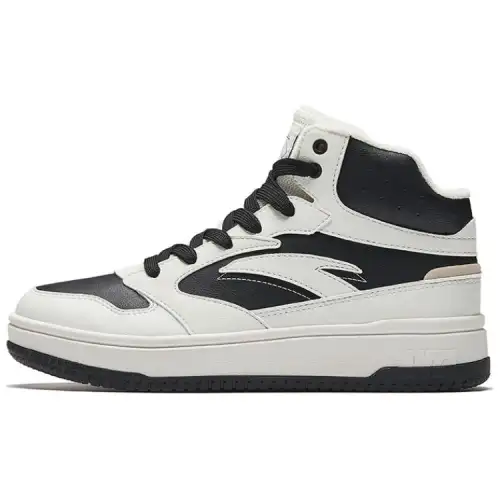 Anta Slip Resistant Abrasion Resistant High top Skateboard Shoes Men's Black White