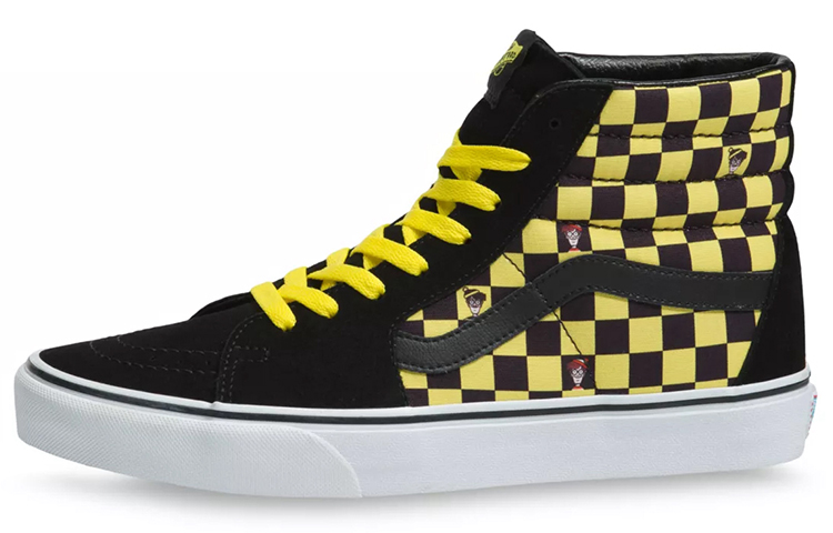 Where's Waldo x Vans SK8 Checkerboard two-layer suede retro casual high-top sneakers same style for men and women yellow and black
