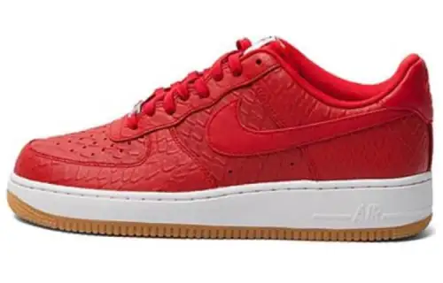 Nike Air Force 1 Python Slip Resistant Abrasion Resistant Low top Skateboard Shoes Men's Red