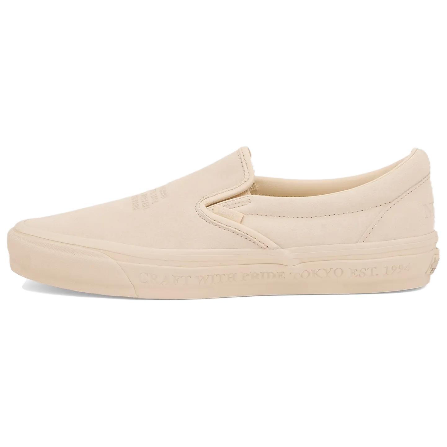NEIGHBORHOOD x Vans Slip on 98 Abrasion Resistant Low top Skateboard Shoes Unisex Beige