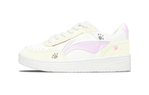 Li Ning Sourdough Slip Resistant Abrasion Resistant Low top Skateboard Shoes Women's White Yellow Pink