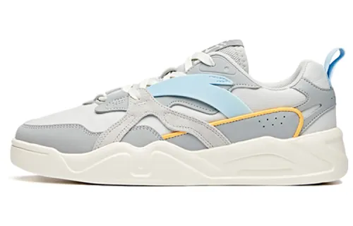 Anta Synthetic Leather Slip Resistant Cushioning Abrasion Resistant Low top Skateboard Shoes Men's Gray White Blue