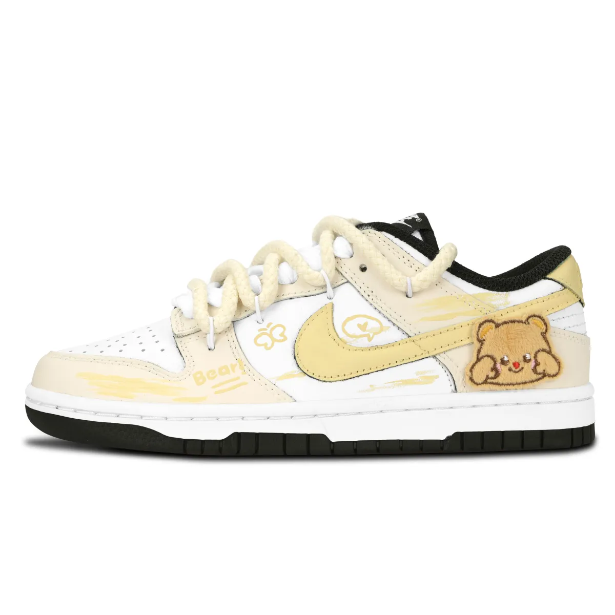 Nike Dunk Black White, Soft Bear Abrasion Resistant Abrasion Resistant Low top Skateboard Shoes Unisex Light Yellow