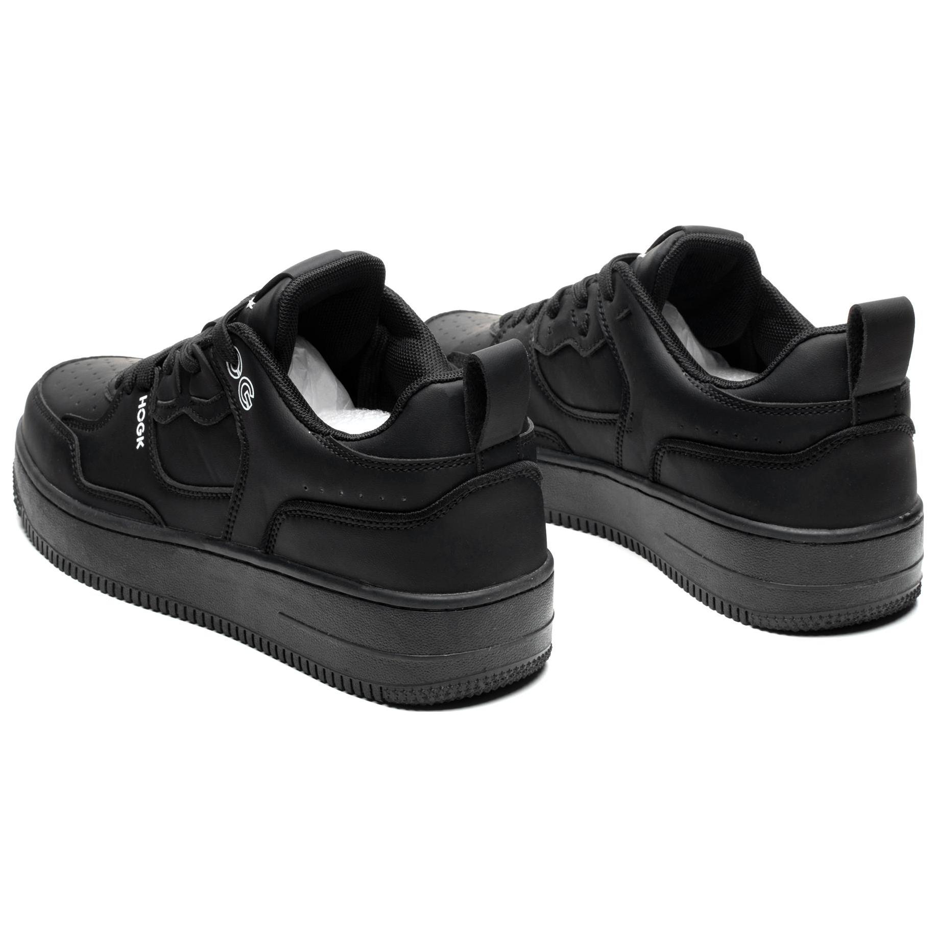 HOGK Microfiber Leather Low top Skateboard Shoes Unisex Black