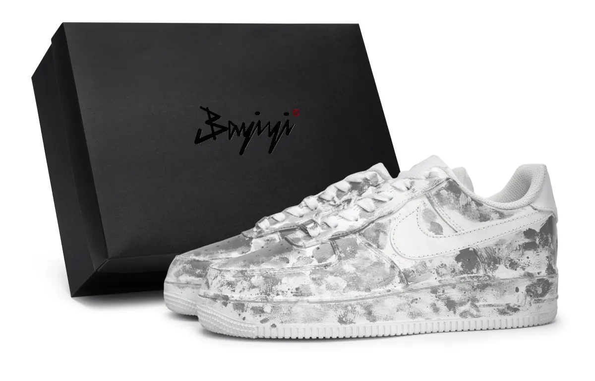 Nike Air Force 1 Sky Halo Iridescent Slip Resistant Low top Skateboard Shoes Unisex White Gray