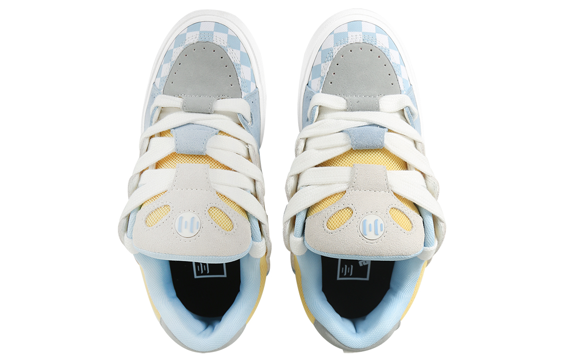 Ollieskate Slip Resistant Cushioning Abrasion Resistant Low top Skateboard Shoes Unisex Blue White Yellow