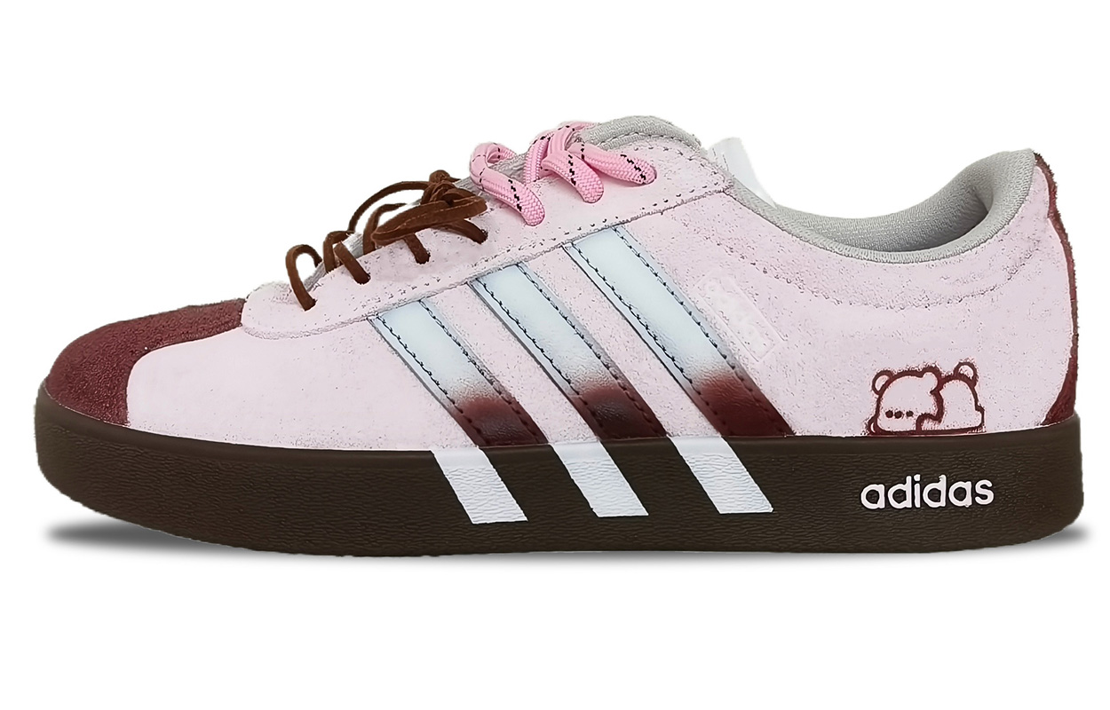 Adidas VL COURT 2.0 Suede Abrasion Resistant Abrasion Resistant Low top Skateboard Shoes Unisex Pink